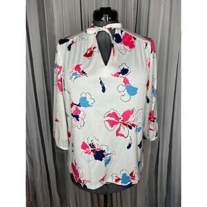 knit top kitten bow tropical flowers 1970s pink blue